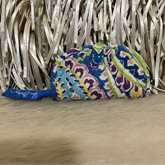 VERA BRADLEY Capri Blue Travel Jewlery Case Green Purple Paisley Semi-Circle - Picture 5 of 11